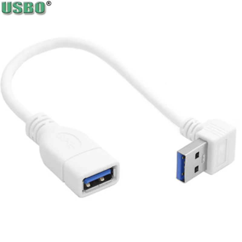 Белый 0 2 м Колено 90 градусов USB 3 кабель питания стандарта штырь-гнездо удлинитель