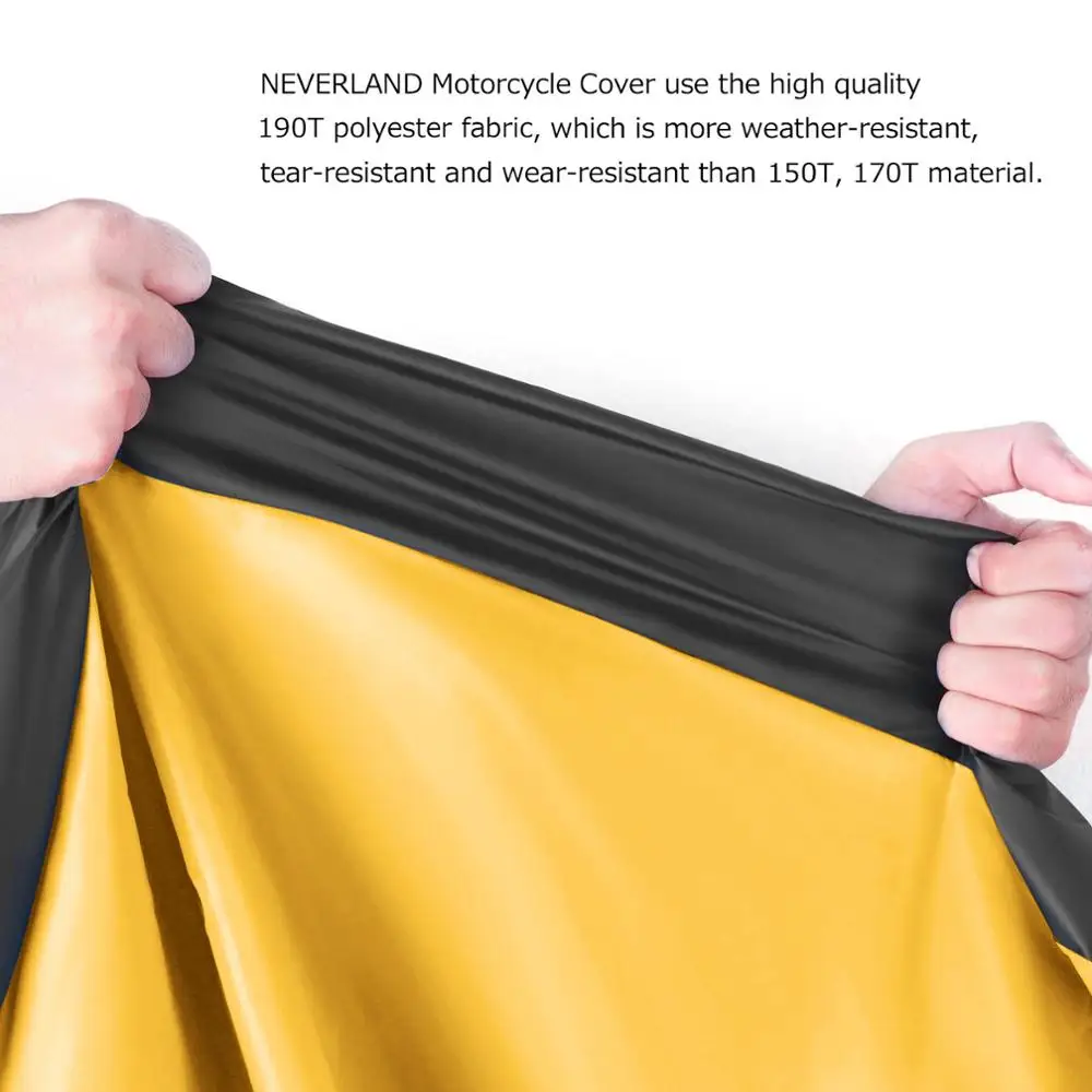 

Neverland XL 245cm 190T Water Proof Rain Dust UV Outdoor Indoor Motorcycle Cover Coat For Scooter Motor Dirt Bike Covers D35