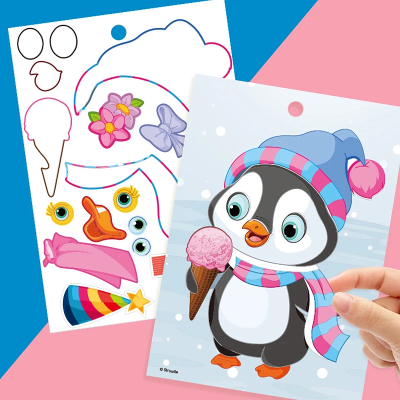 Детский веселый пазл наклейка сделай сам игра мультфильм принцесса животное