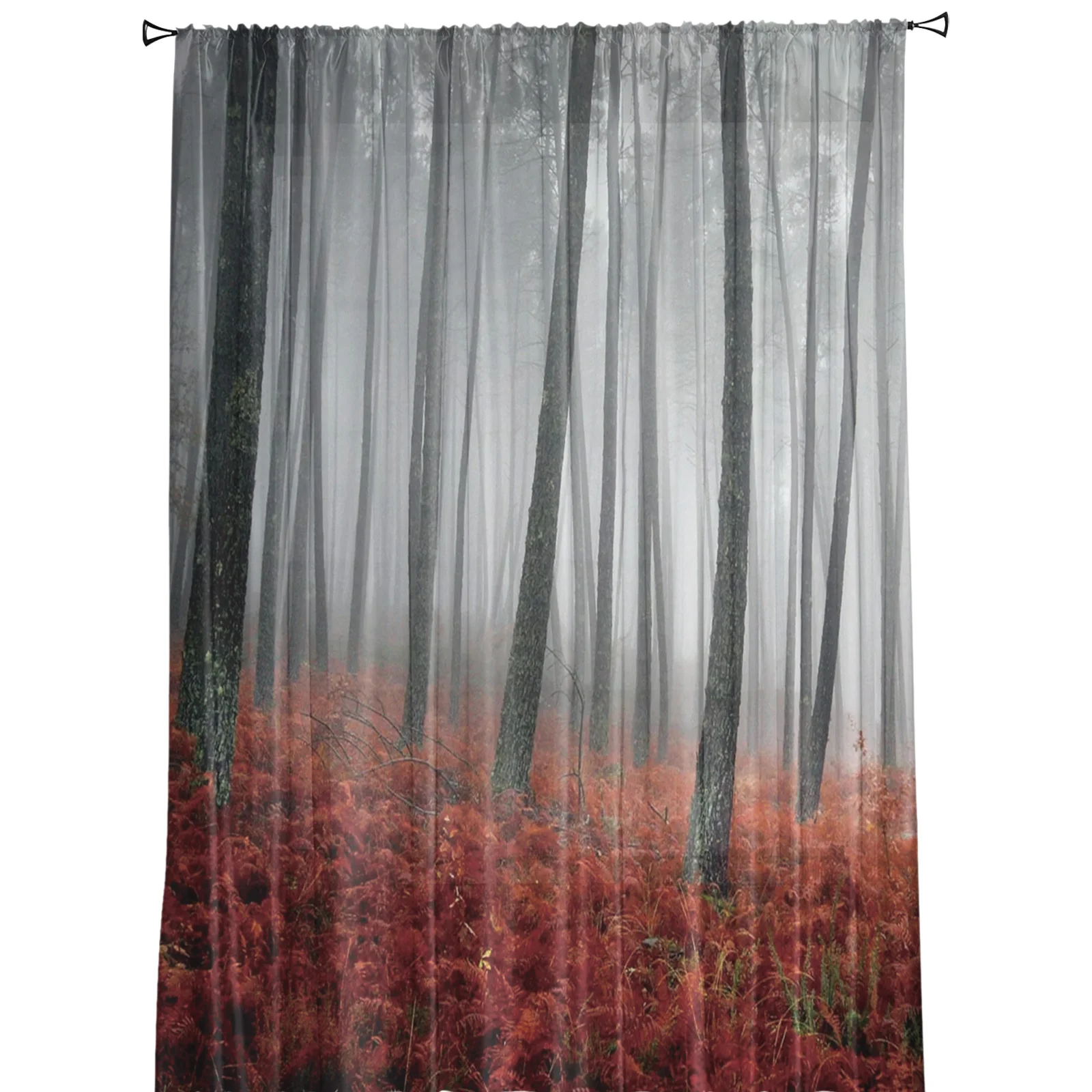 Прозрачные Занавески с изображением красных листьев леса для гостиной