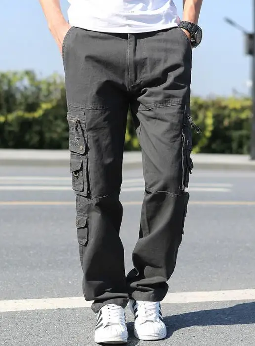 Men Cargo Pants Men's Straight Loose Trendy Casual Outdoor Multi-Pocket Plus Size 28-38 | Мужская одежда