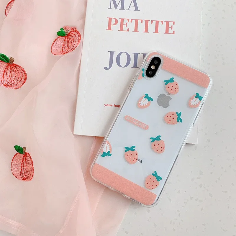Для Iphone 7 8 Plus 6s розовый клубничный узор чехол для телефона IPhone X XS 6 мягкий