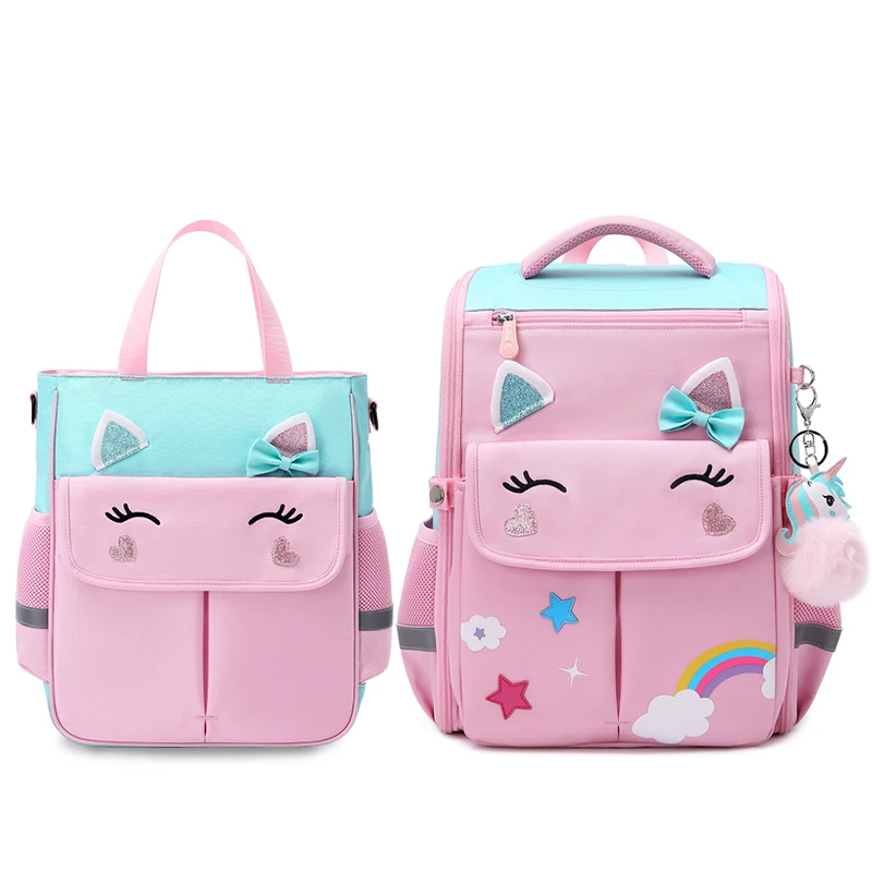 SUN EIGHT 3D Girl School Bags Cute Cartoon Children Backpacks Waterproof Bag For Kids Orthopedic Back Primary School