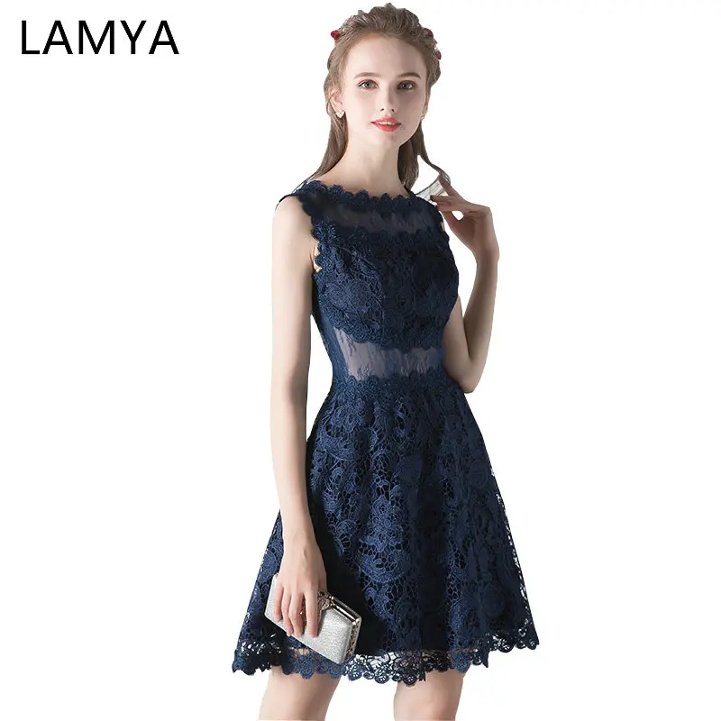 

Lamya Cut Out A Line Lace Prom Dresses 2022 Romatic Evening Party Dress Form Women Short Special Occasion Dress Gown