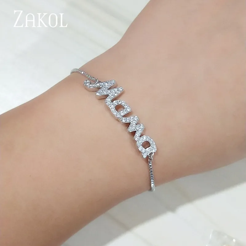 ZAKOL новый модный браслет с подвесками Мама Для женщин и регулируемый Pulseras Mujer