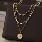 Винтажное многослойное Жемчужное ожерелье 17KM для женщин модная Золотая монета с портретом кулон толстая цепочка ожерелья ювелирные изделия