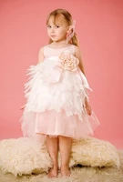 pink princess pageant dresses 2015 organza ruffles little girl flower dress kid prom evening gowns robe fille mariage