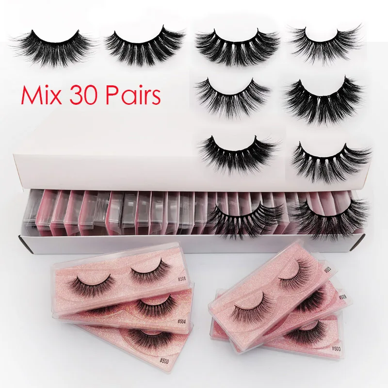 Mix 30 pairs Ресницы,, 20 Вт, 30 Вт, 40 см/50 шт ресницы серо-коричневого цвета ресниц в объемные норковые ресницы натуральные накладные ресницы объем ресниц косметика - Цвет: Mix 30 pairs