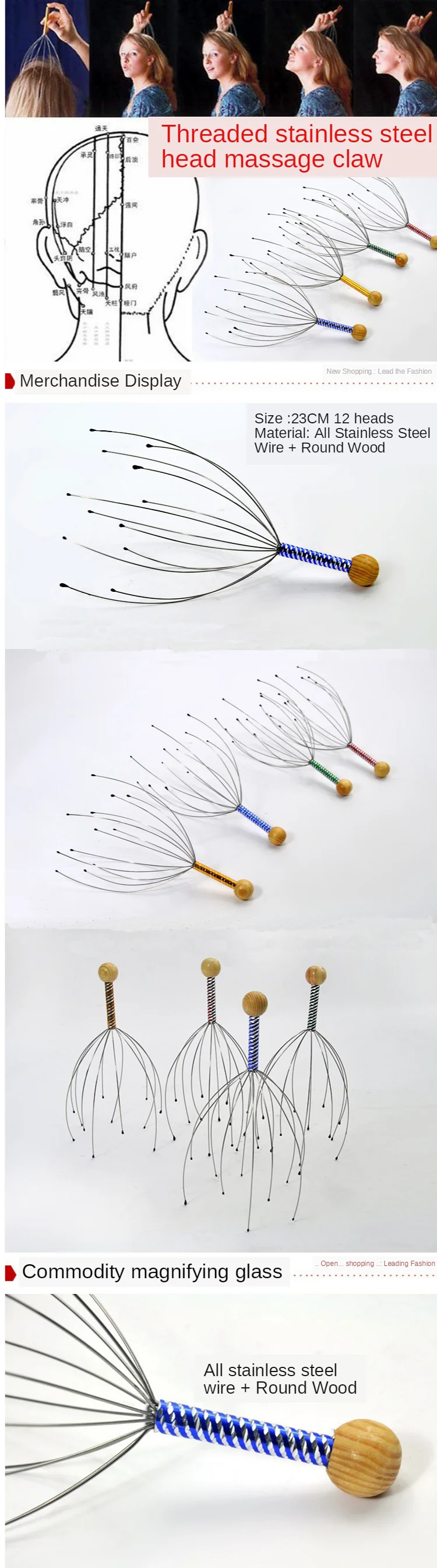 

Octopus Head Massager Relax Leisure Massage Claw Screw Stainless Steel Manual Massager Scalp Massager Head Grab Dropshipping