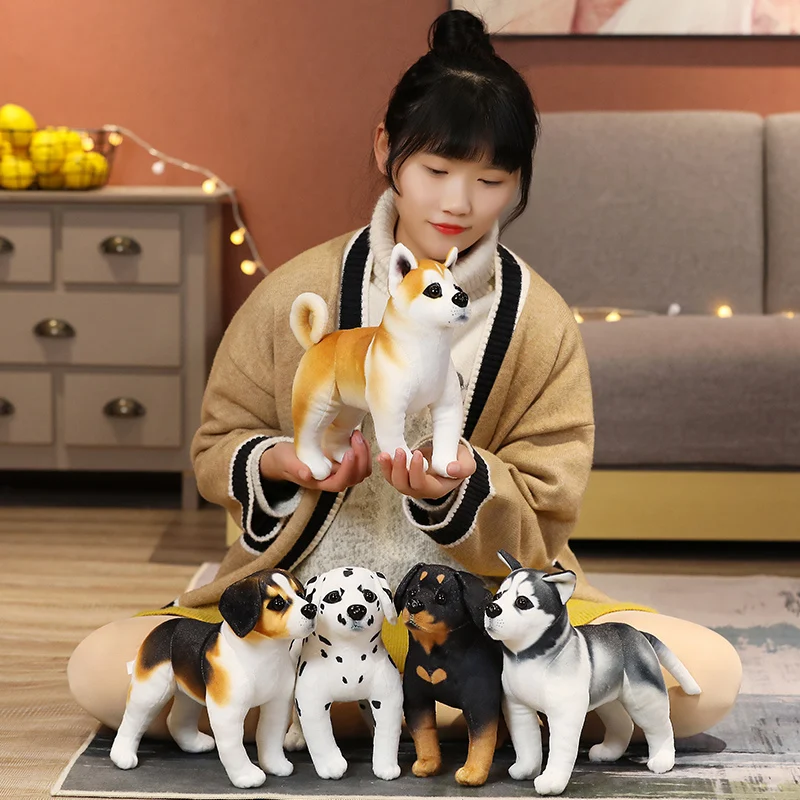 Высококачественная кукла щенок мягкая плюшевая игрушка Akita Rottweilers Beagle Husky Dalmatian