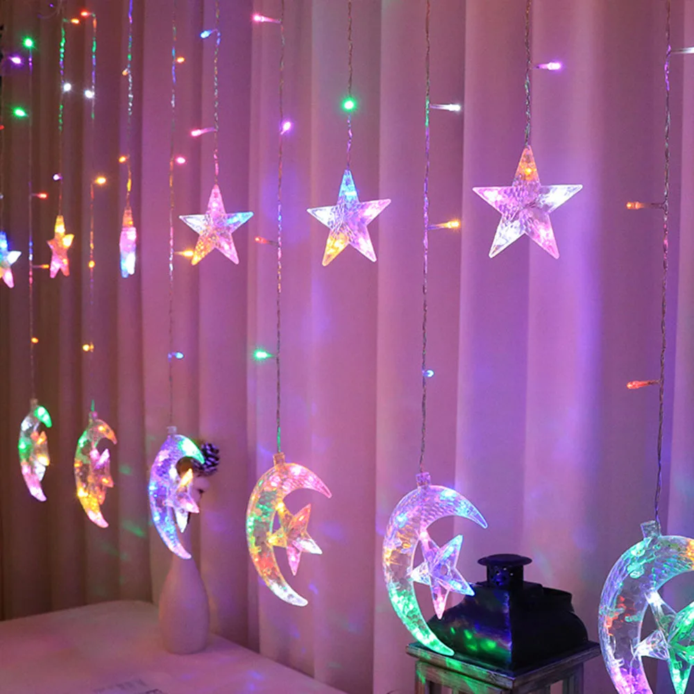 

2.5M LED Lrregular String Lights Stars Moon String Lights Christmas Day Decor Lights Bedroom Curtain Party Atmosphere Lights