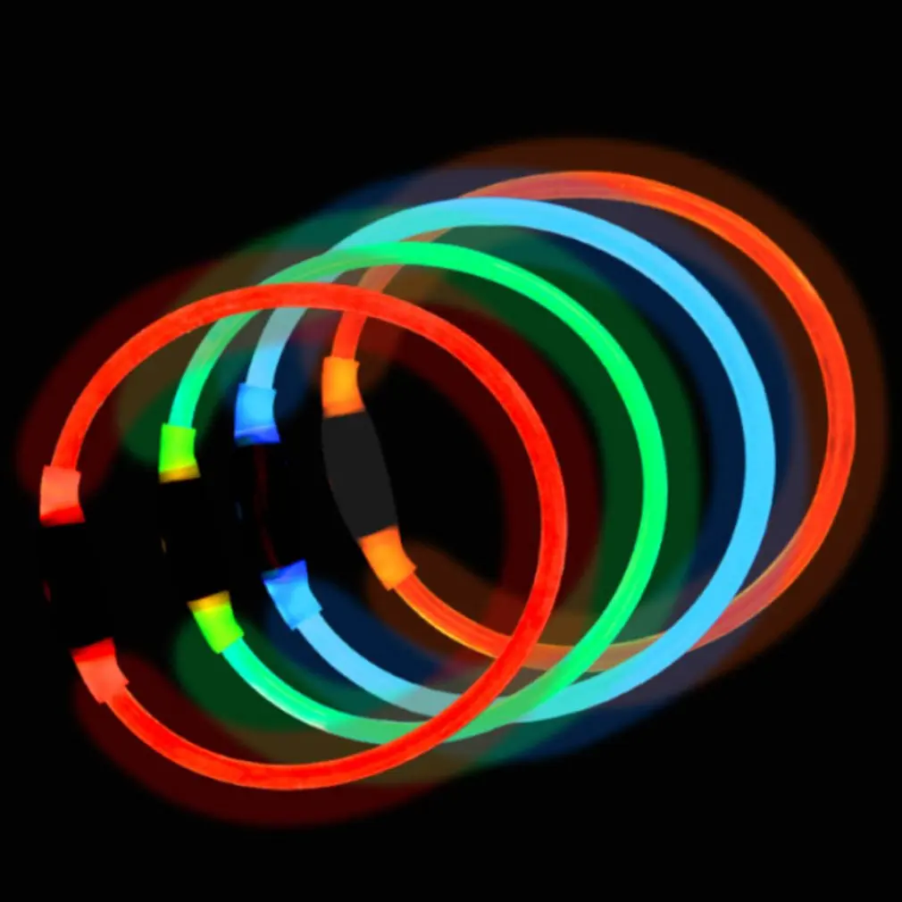 Nylon LED Pet Dog Collar Night Safety Flashing Glow In the Dark Dogs Leash Neck Band Luminous Fluorescent Collars | Дом и сад