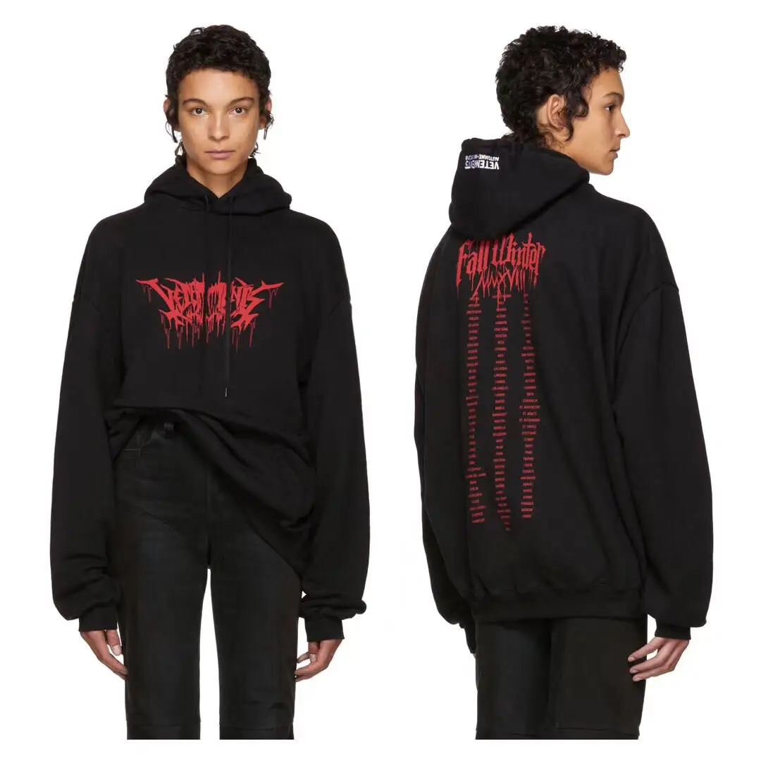 Vetements, толстовки для мужчин и женщин, 1:1, высокое качество, капля крови, надпись, вышивка, хип-хоп, kanye west, vetements, противотуманная Толстовка