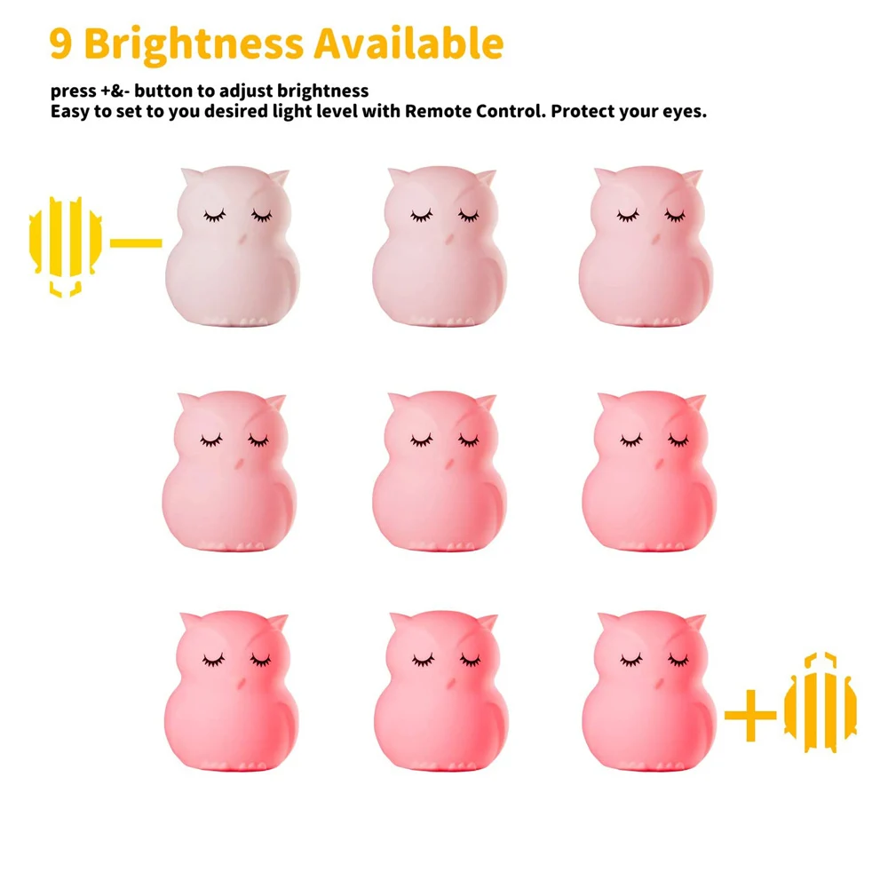 

LED Nursery Night Light Cute Owl Silicone Lamp For Infant Toddler Color Changing