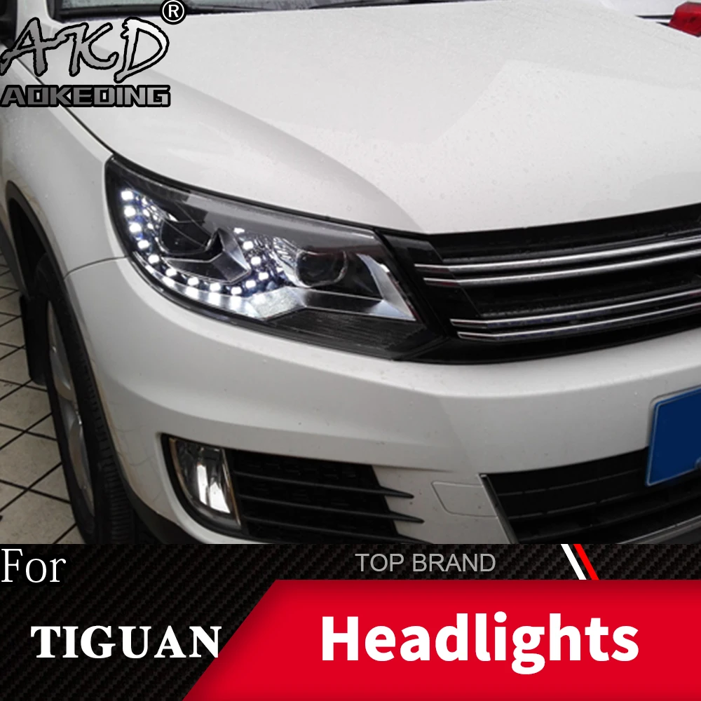 Head Lamp For Car VW Tiguan 2013- Headlights Fog Lights Daytime Running Lights DRL H7 LED Bi Xenon Bulb Car Accessories