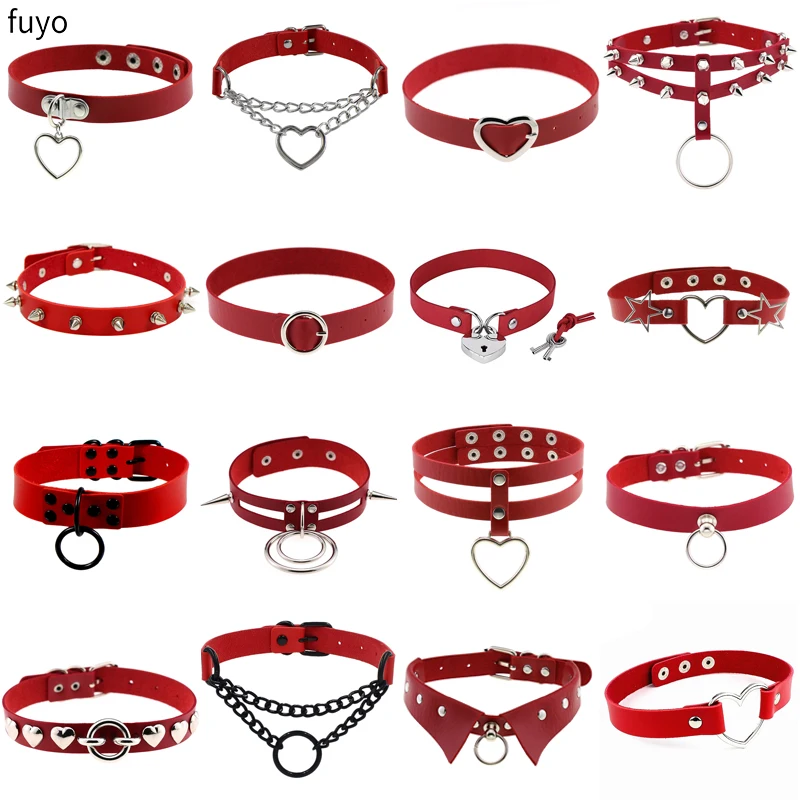 

Punk Goth PU Leather Choker Necklace Women Chain Necklace Pendant Jewelry Collier Party Grunge Accessories Gift Gothic Jewelry