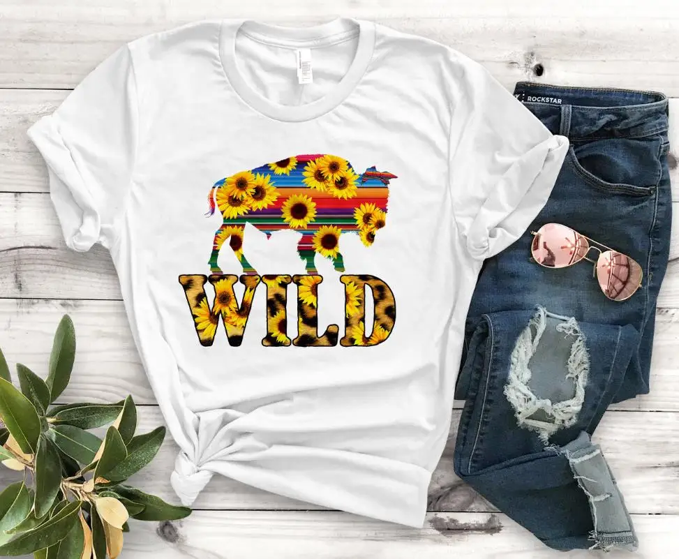 

wild cow sunflower leopard Print Women tshirt Cotton Casual Funny t shirt Gift For Lady Yong Girl Top Tee PM-114