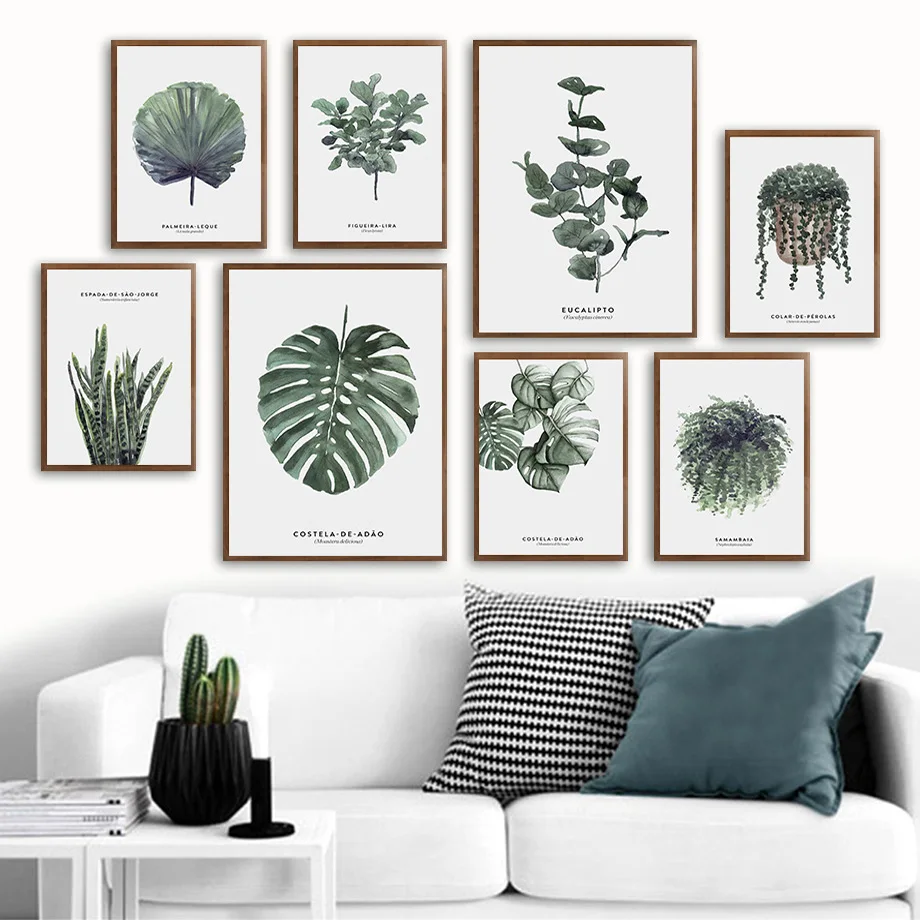 

Watercolor Monstera Evergreen Plant Leaf Wall Art Canvas Painting Nordic Posters And Prints Wall Pictures For Living Room Decor