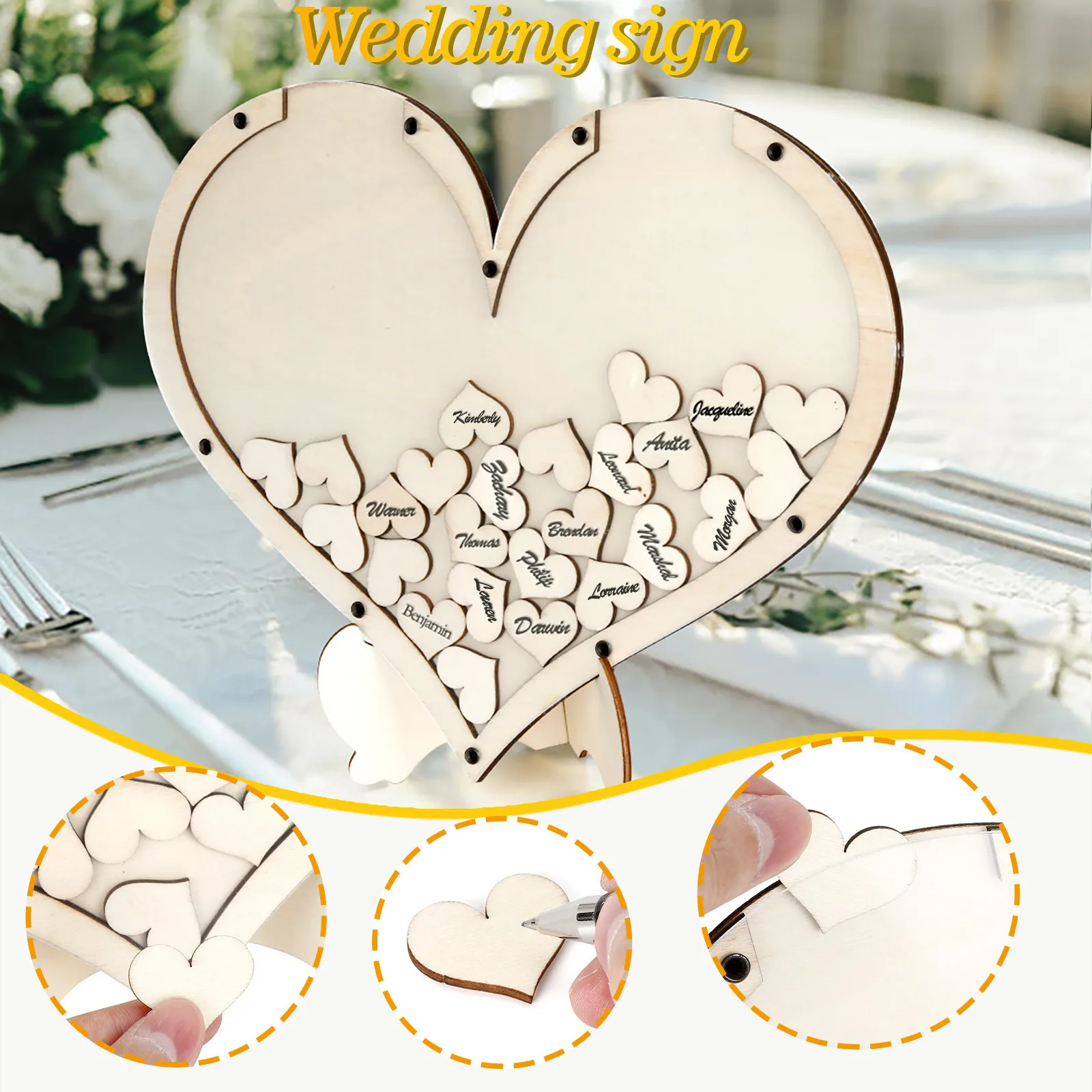 Свадебная Гостевая книга Homish Drop Top Frame Sign Book Wooden Hearts Свадебные украшения в