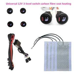universal 2 seats 4pcs 12v car carbon fiber 3 level heated seat heater pad switch kit round switch winter warmer seat covers free global shipping