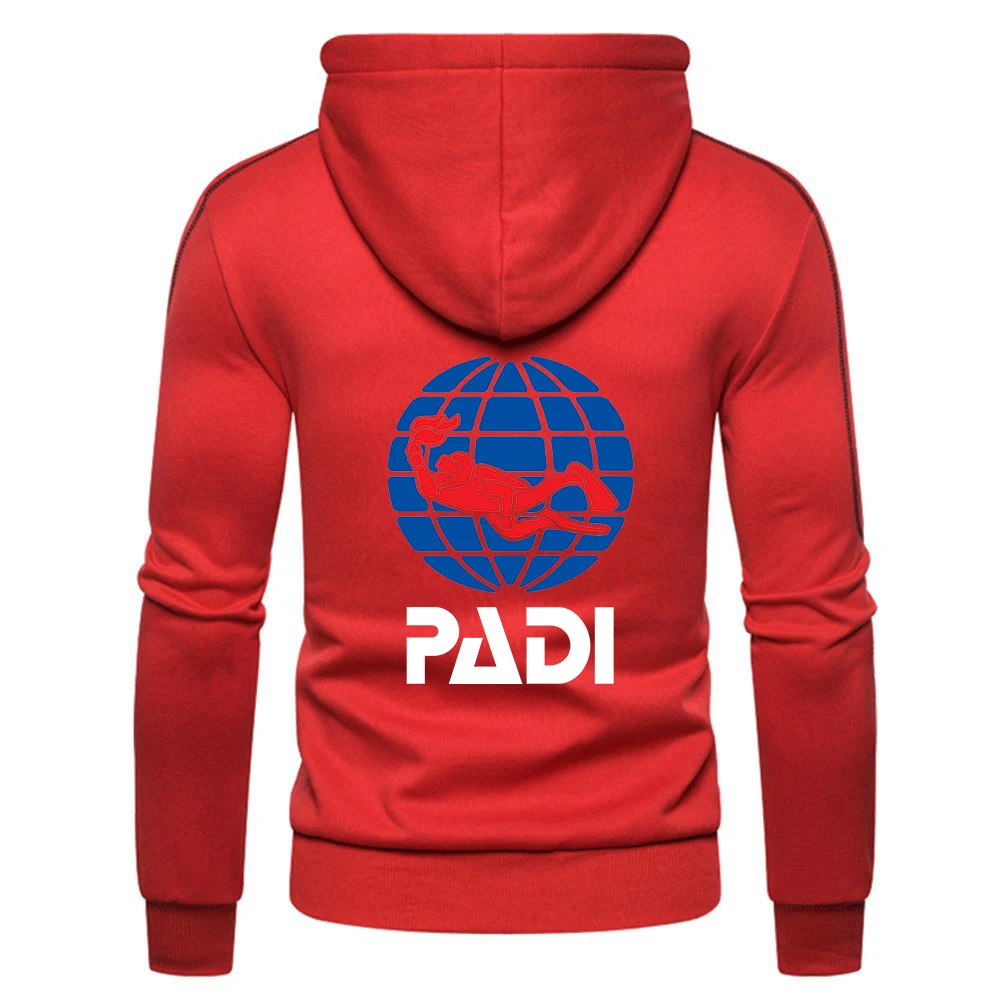 

2021 Scuba driver Padi Logo Fashion Male Comfortable Cotton Zipper Hoodie Fitness Sweatshirt Solid Fleece College Style Coat Top