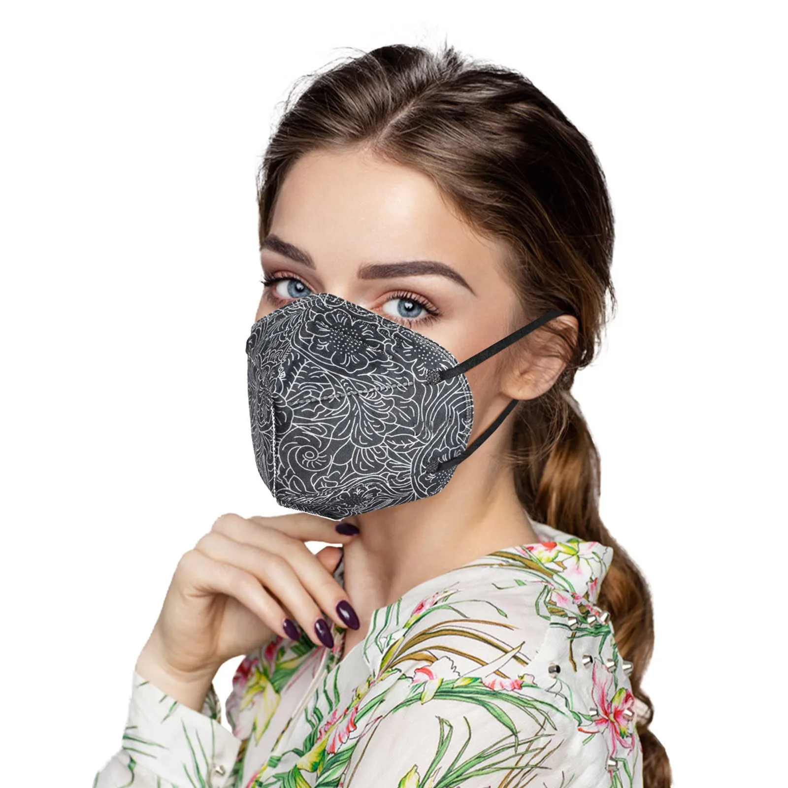 

Mascarillas 3d Floral Black Mask Disposable Filters Face Masks Adult Non-woven Mouth Mask Earloops Mascara Masque Mouth Caps