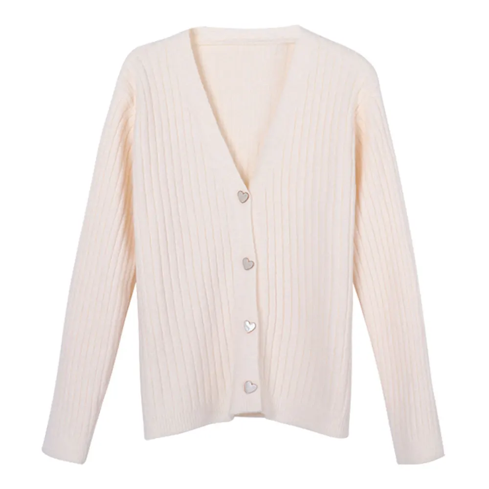 

ZOTTSOZ Knitted V-Neck Sweater Jumpers Women 2021 Short Cardigan Jacket Casual Korean Harajuku Streetwear Heart Button Knitwear