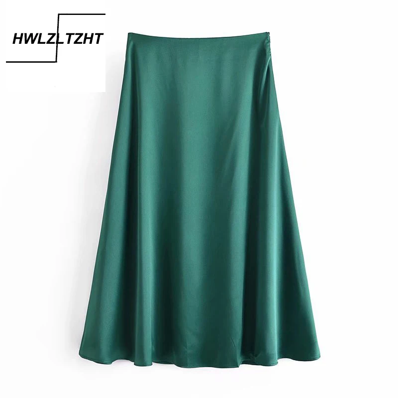 

Юбка HWLZLTZHT Женская атласная средней длины, Модная элегантная офисная длинная юбка с завышенной талией, лето 2021