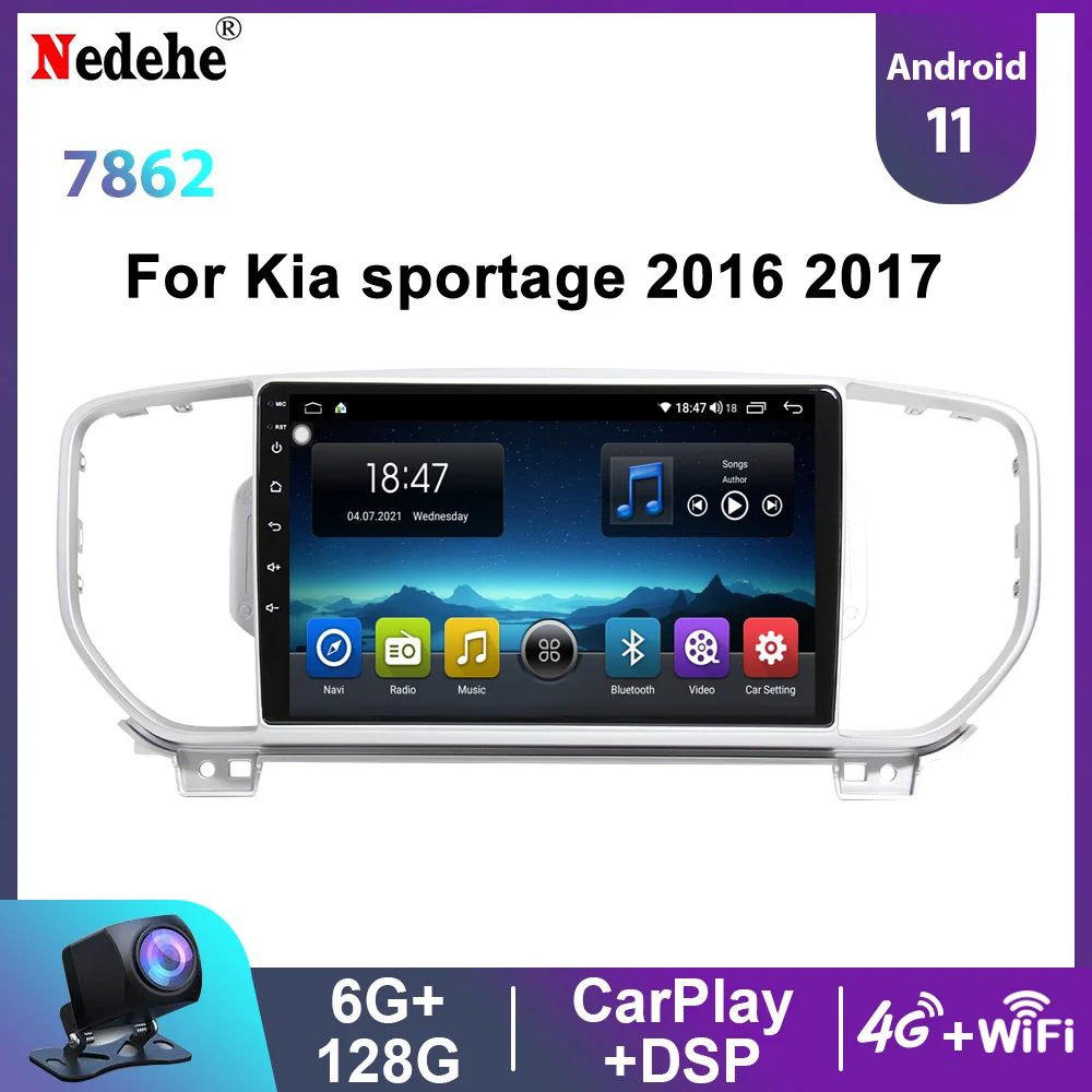 Автомобильный мультимедийный плеер 8 ядер Android 11 для KIA Sportage 2016 2017 Авторадио аудио
