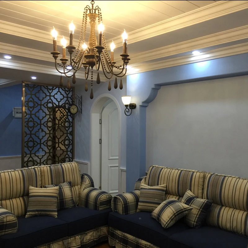 

Retro Solid wood Chandelier Lighting Lustres For Living Room Bedroom Kitchen Home Decor Light Fixtures candle lamps