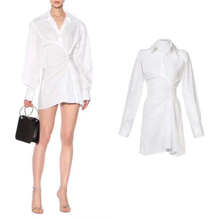 

Элегантное Плиссированное Платье-рубашка, женская короткая юбка на раннюю осень