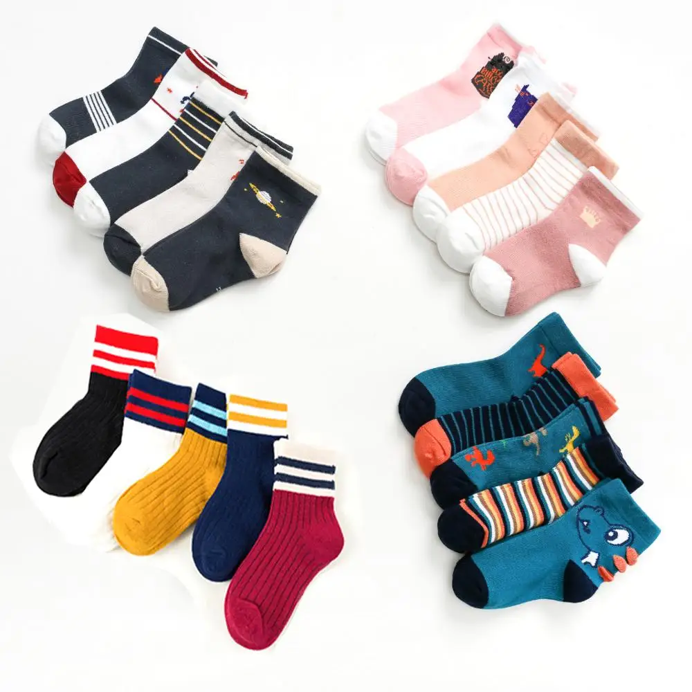 5 пар Детские хлопковые носки на осень и зиму с героями мультфильмов куртка из