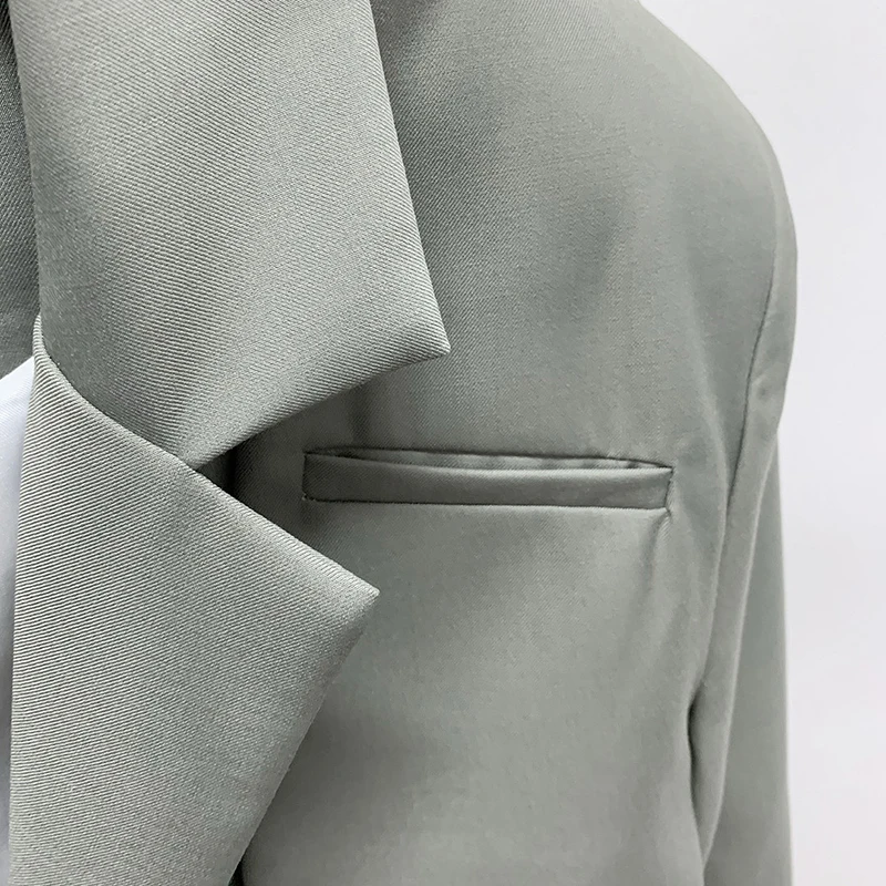 

VGH Korean Blazer For Women Notched Long Sleeves Sexy Party Crop Top Lace Up Bowknot Coat Female 2021 Spring Fashion New