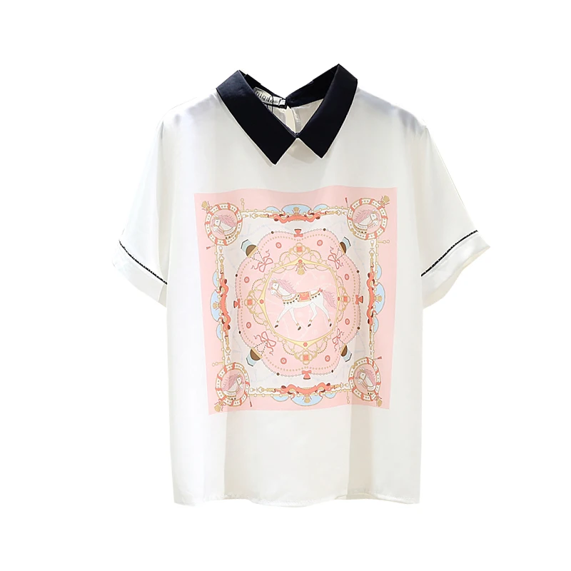 

Printed Chiffon Shirt Women Loose Short-Sleeved Shirts Lady Retro Blouse Summer Autumn Shirt Blusas Mujer De Moda 2020
