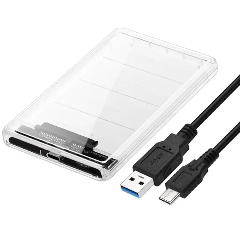 

Portable 2.5 inch SATA to USB 3.1 Gen 2 Type-C HDD SSD Case External Hard Disk Case Transparent Mobile Enclosure Box