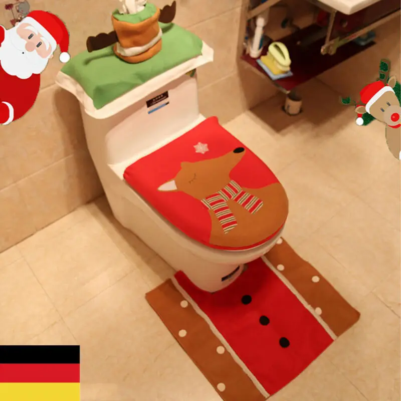 3 шт. рождественское сиденье для унитаза Санта Клаус коврик ванной