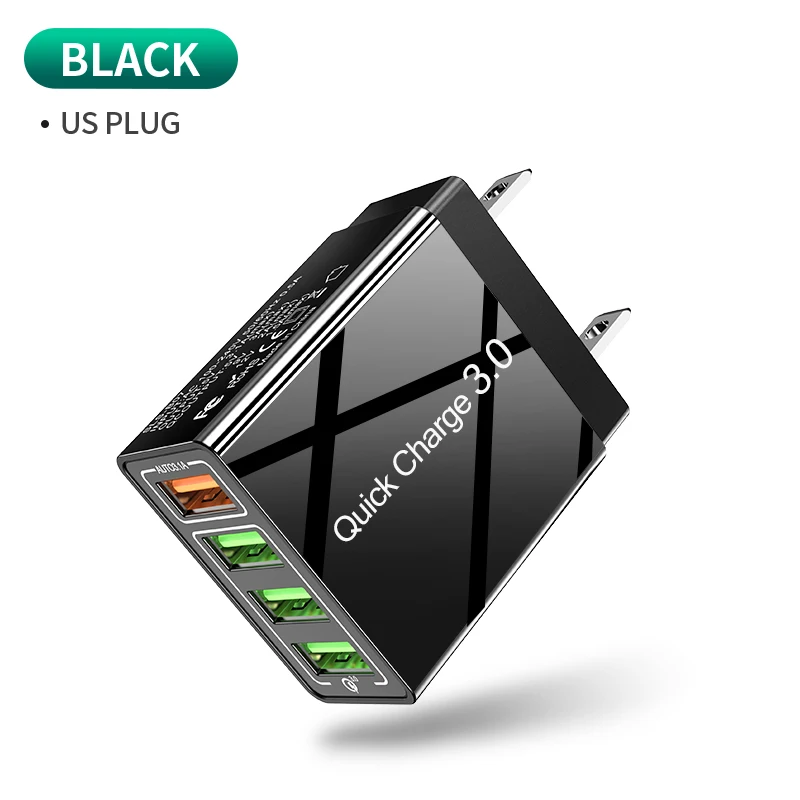 Udyr Quick Charge 3,0 4,0 USB зарядное устройство для iPhone 8 7X11 Smausng S10 Xiaomi huawei быстрое зарядное устройство QC3.0 настенное зарядное устройство для мобильного телефона - Тип штекера: Black-US Plug