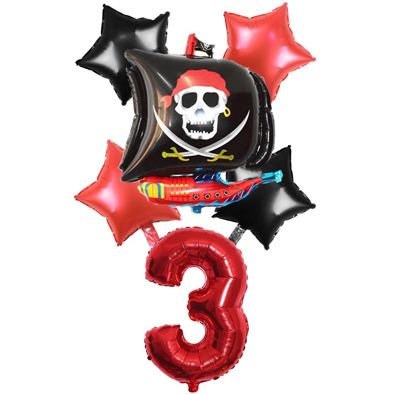 Воздушные шары из фольги в виде пиратского корабля 6 шт./компл. диаметр 32