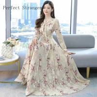 2021 spring autumn new arrival s 4xl korean bow collar jacquard long sleeve woman chiffon long dress