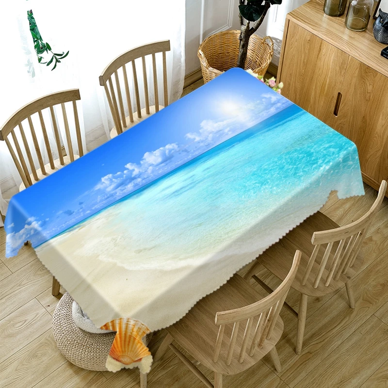 Плотная хлопчатобумажная скатерть с 3d узором кораллы морские звезды на пляже