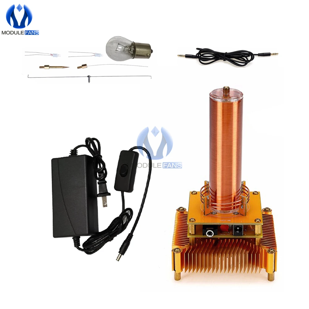 Musical Tesla Coil Music Plasma Speaker DC8-32v Module Golden With Acrylic Shell EU/US Power Plug | Электронные компоненты и