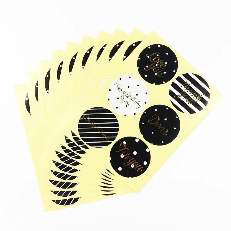 Круглые милые черные/белые золотые пожелания для вас наклейки сделай сам