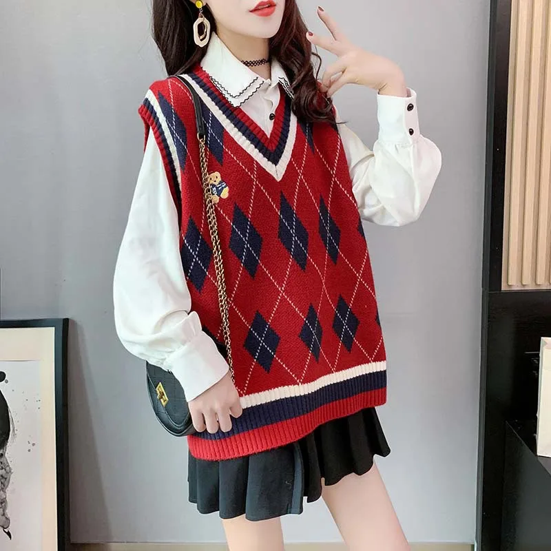 

Autumn Winter Thick Pullover Sweater Women Knitted Ribbed Pullover Sweater Sleeveless V-neck Slim Jumper Soft Warm Pull Femme
