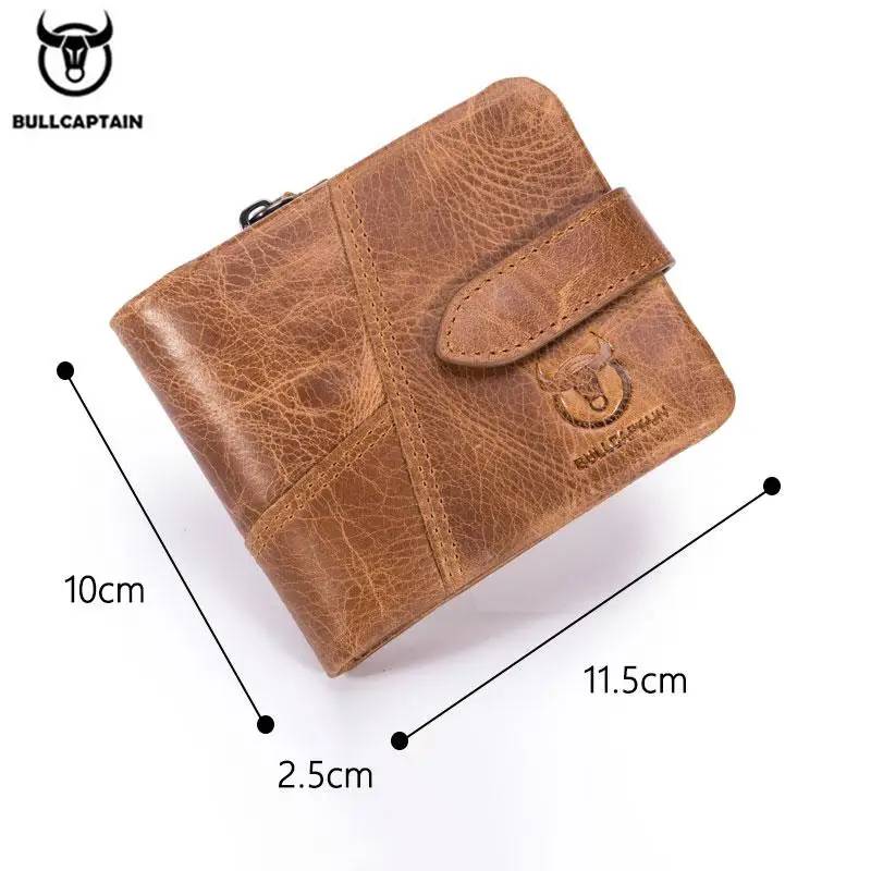 BULLCAPTAIN винтажный кожаный бумажник с тремя сложениями мужской короткий кошелек на