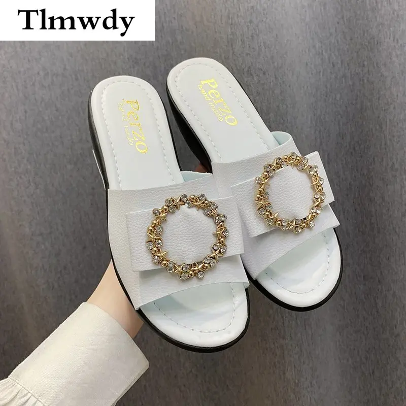 

Новинка лета 2021, Стильные повседневные женские тапочки, удобные модные женские повседневные сандалии на высокой танкетке, женские сандалии