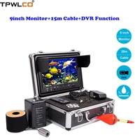 9inch color screen 15m underwater camera for fish finder 12pcs leds water fishing camera kit dvr function for ice fishing lake