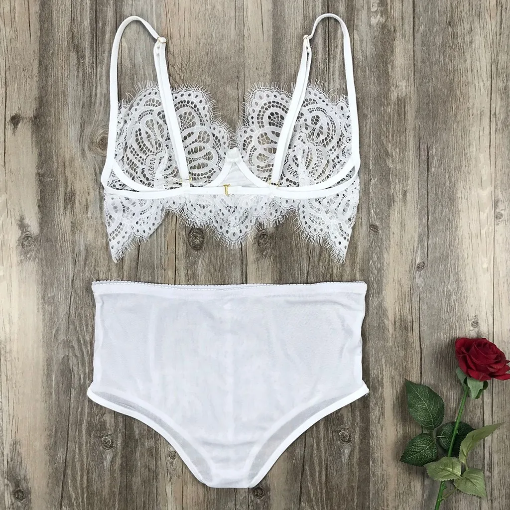 Женский кружевной бюстгальтер и трусики комплект нижнего белья хлопковые без