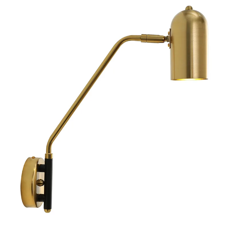 Прикроватный светильник простой Регулируемый Настенный золотого цвета для