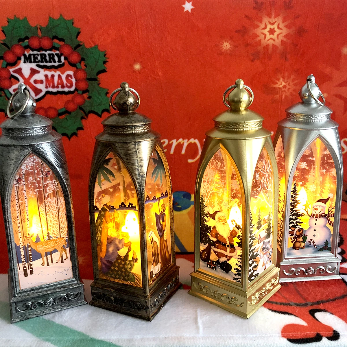 Taoup светодиодный Рождественский светильник металлическое золото Санта