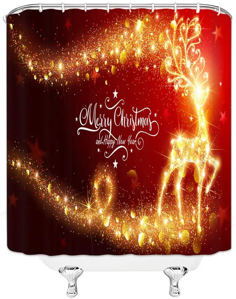 Рождество олень счастливый новый год ванная комната шторы Декор машинная стирка